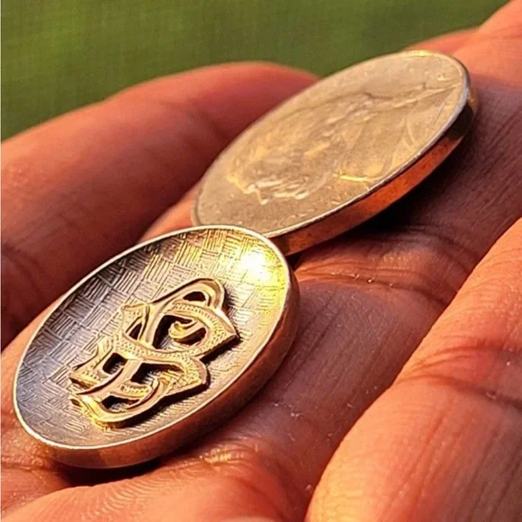 Estate! Sterling Silver & 10kt Gold Buttons - Picture 10 of 12